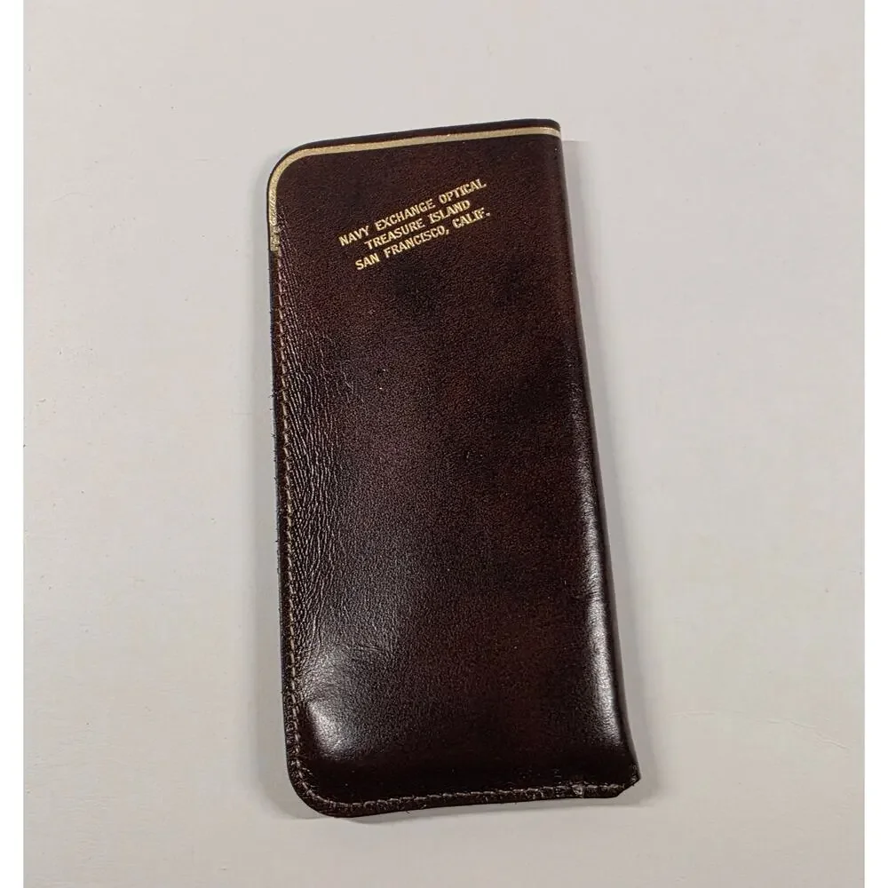 Vtg Navy Exchange Optical Treasure Island San Francisco Leather Eyeglass Case